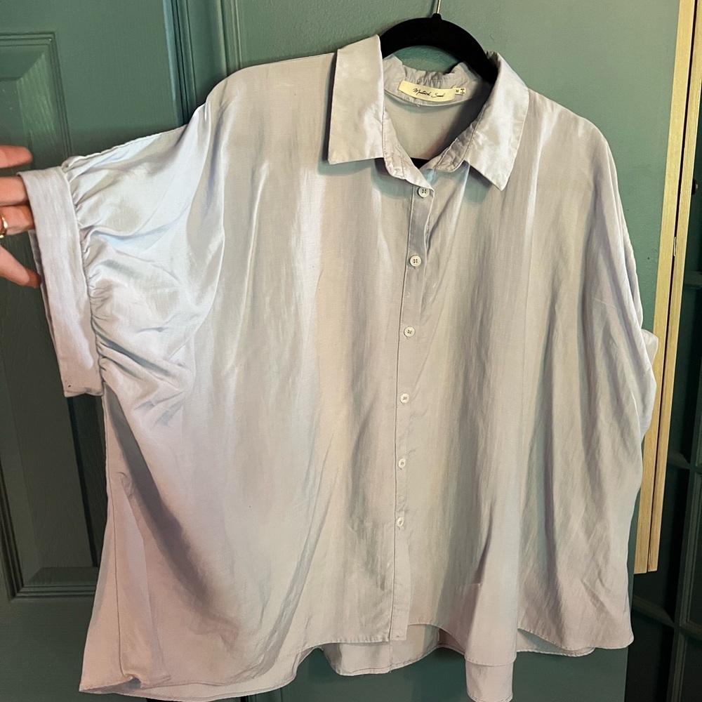 Ladies Light Blue button up blouse